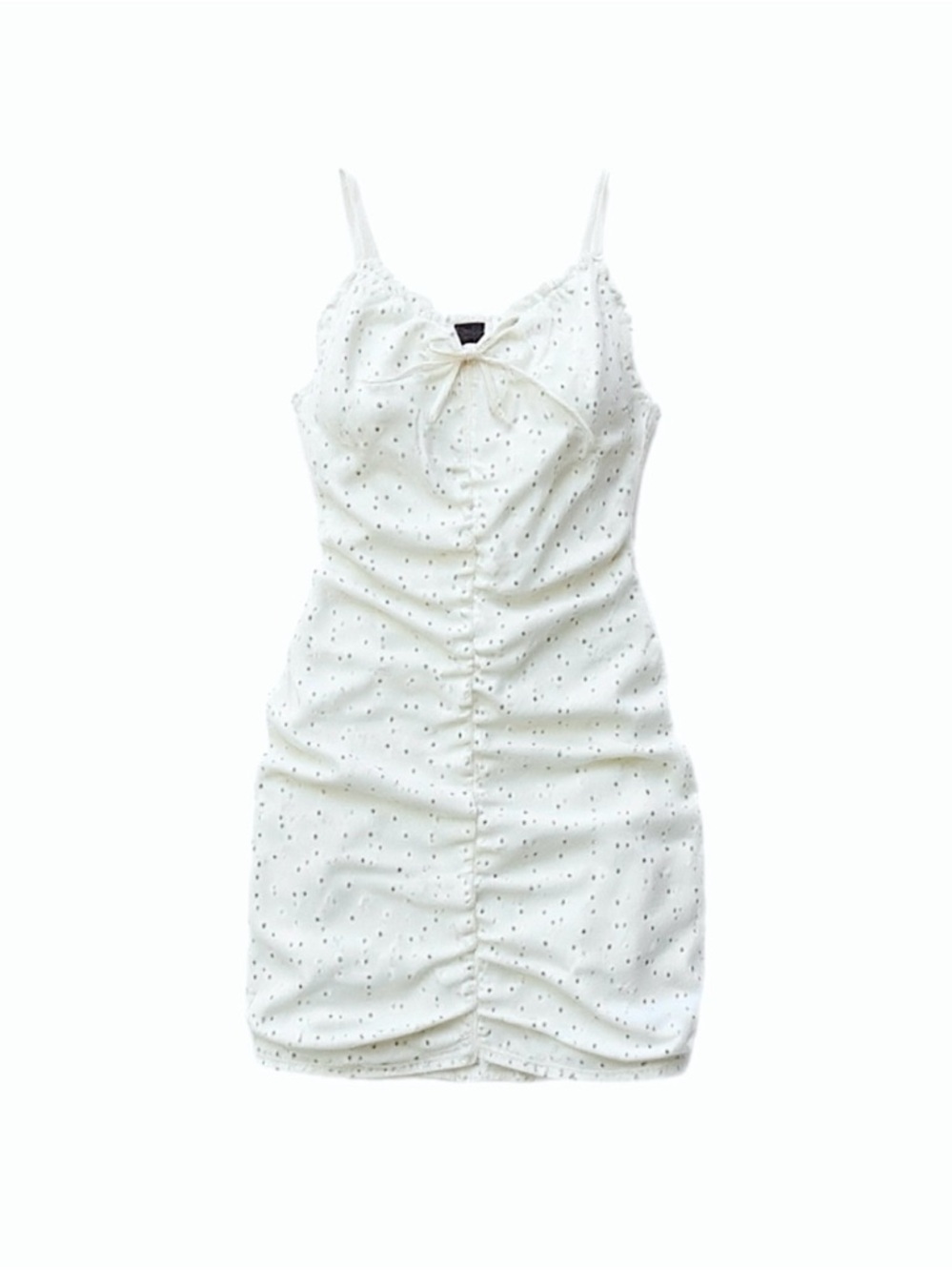 H&M Divided Ruched White Eyelet Minidress